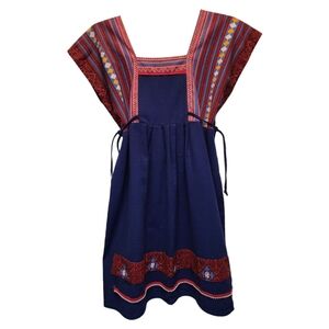 Women's Navy and Burgundy Casual Mini Dress - Size M